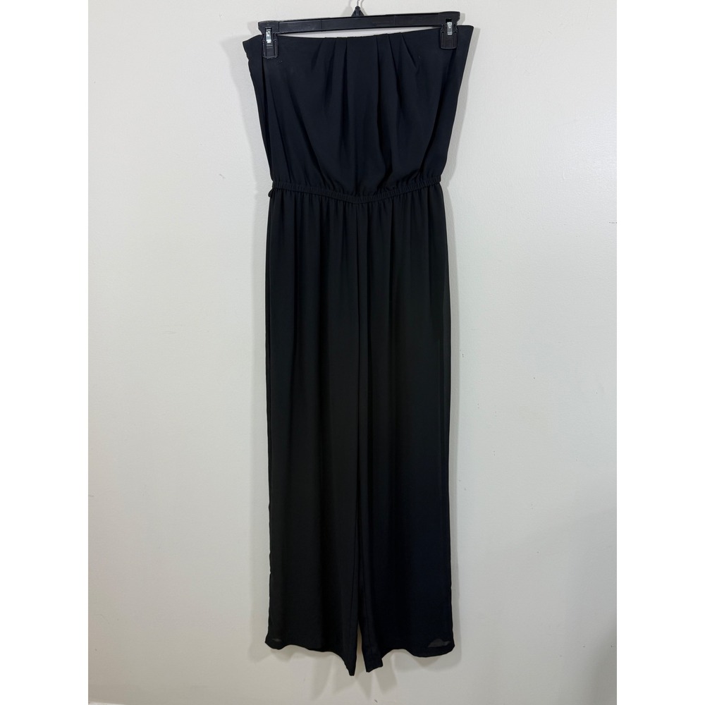 Iris Black Strapless Sheer Overlay Romper Jumpsuit Women's L Cocktail Evening